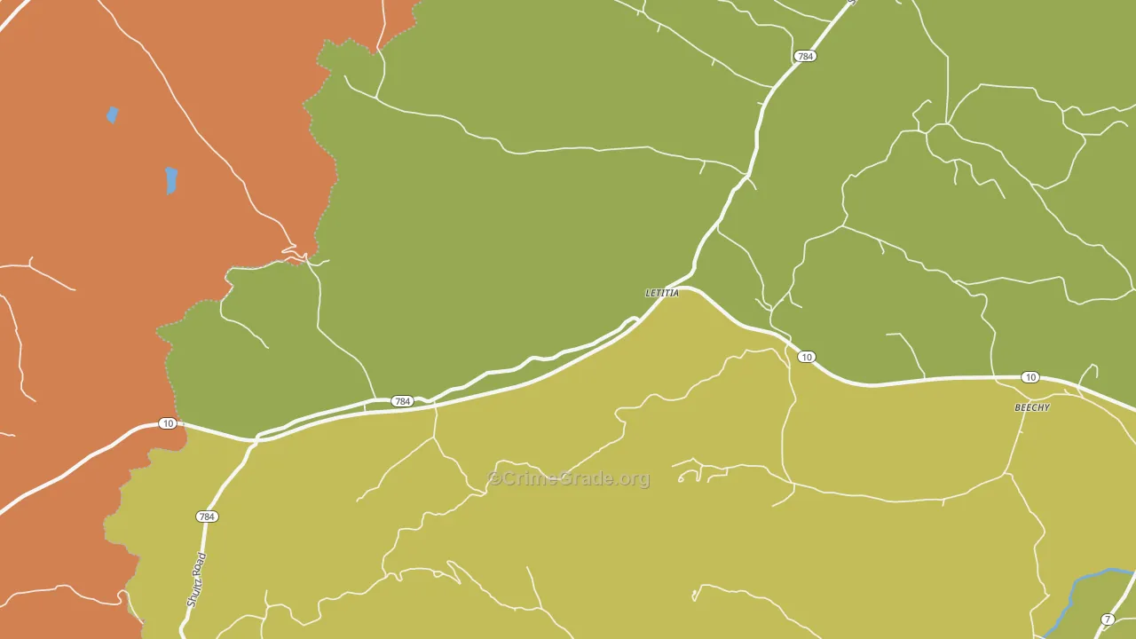 Letitia, KY Map of Robbery Rates