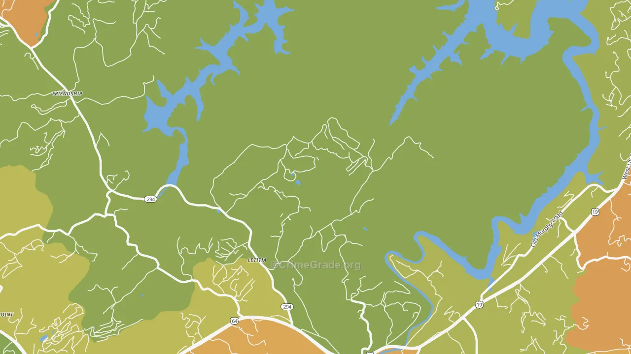 Letitia, NC Map of Robbery Rates