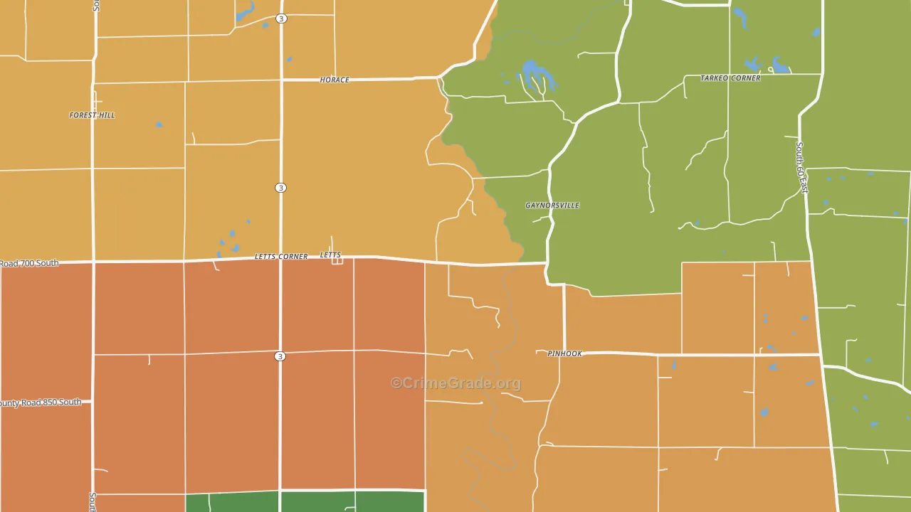 Letts, IN Map of Robbery Rates