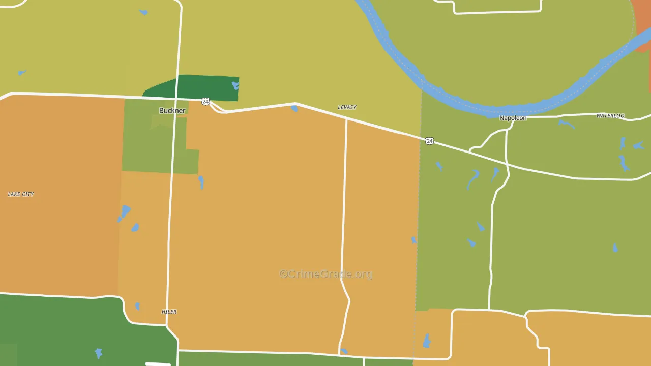 Levasy, MO Map of Robbery Rates