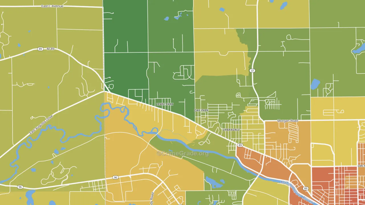 Level Park-Oak Park, MI Map of Robbery Rates