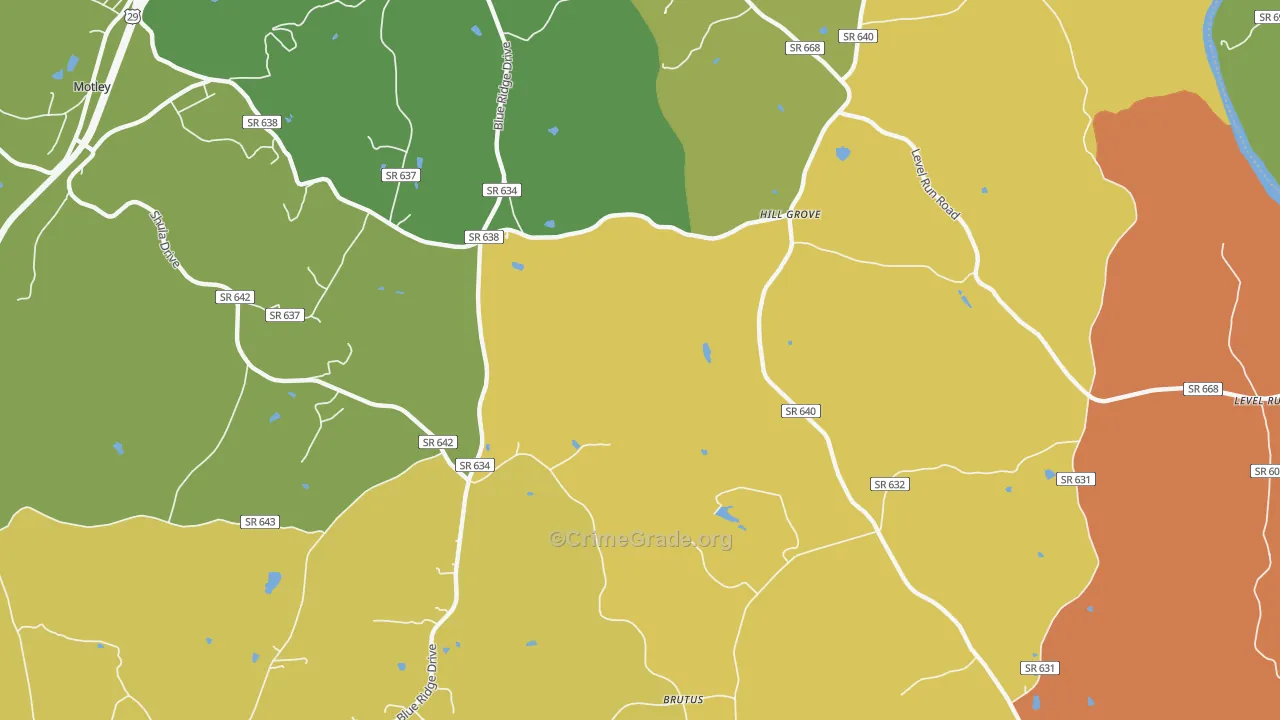 Level Run, VA Map of Robbery Rates