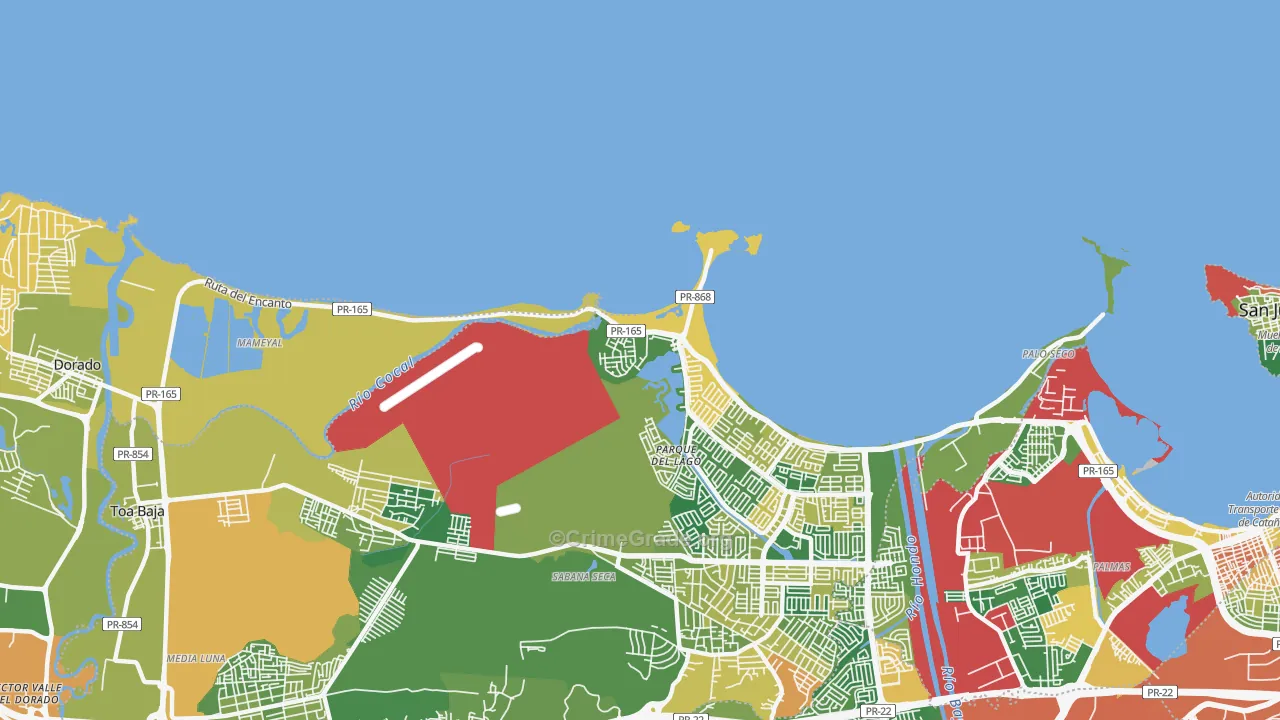Levittown, PR Map of Robbery Rates