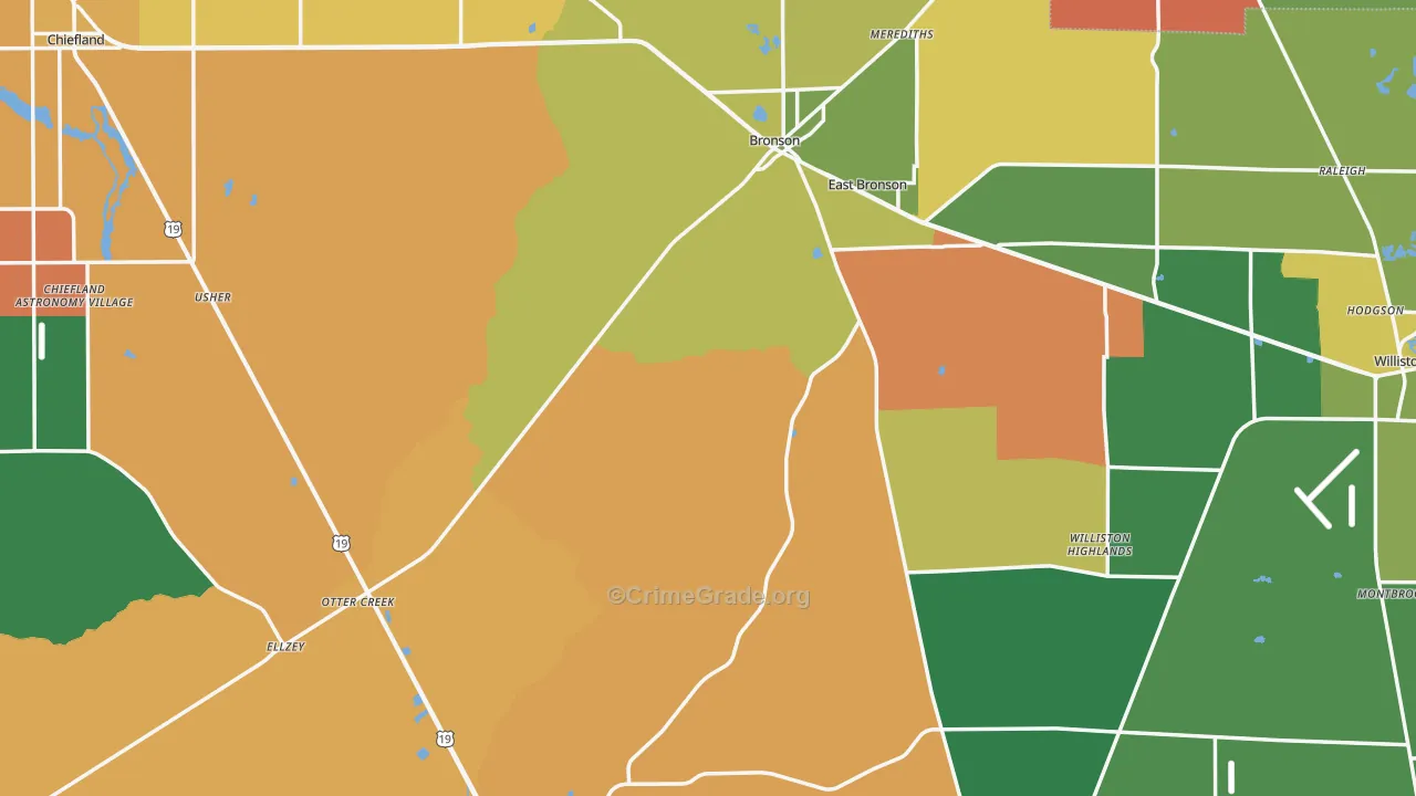 Levy County, FL Map of Robbery Rates