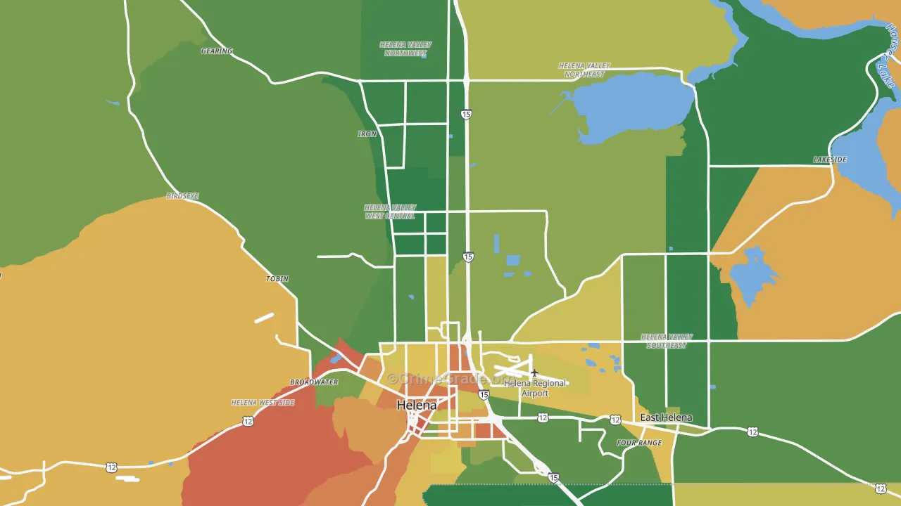 Lewis and Clark County, MT Map of Robbery Rates