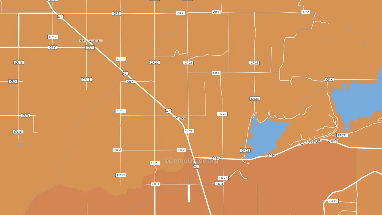 Lewis, CO Map of Robbery Rates