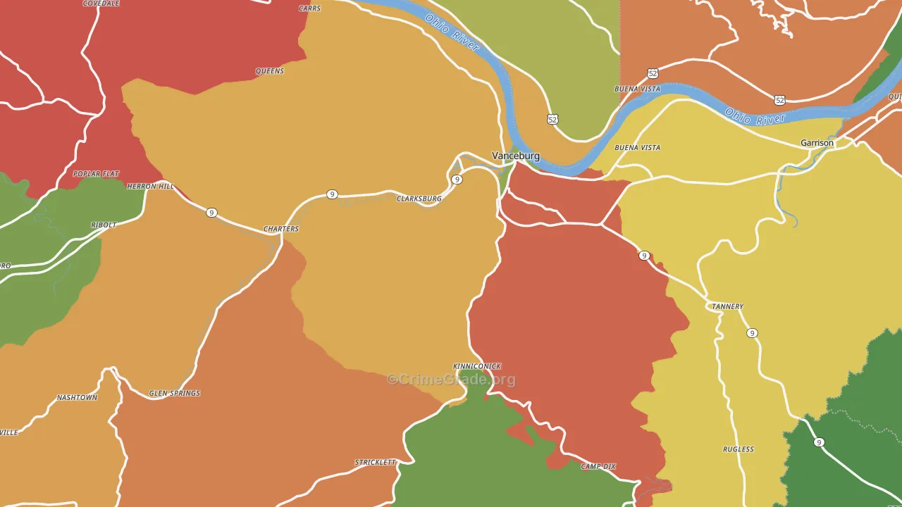 Lewis County, KY Map of Robbery Rates