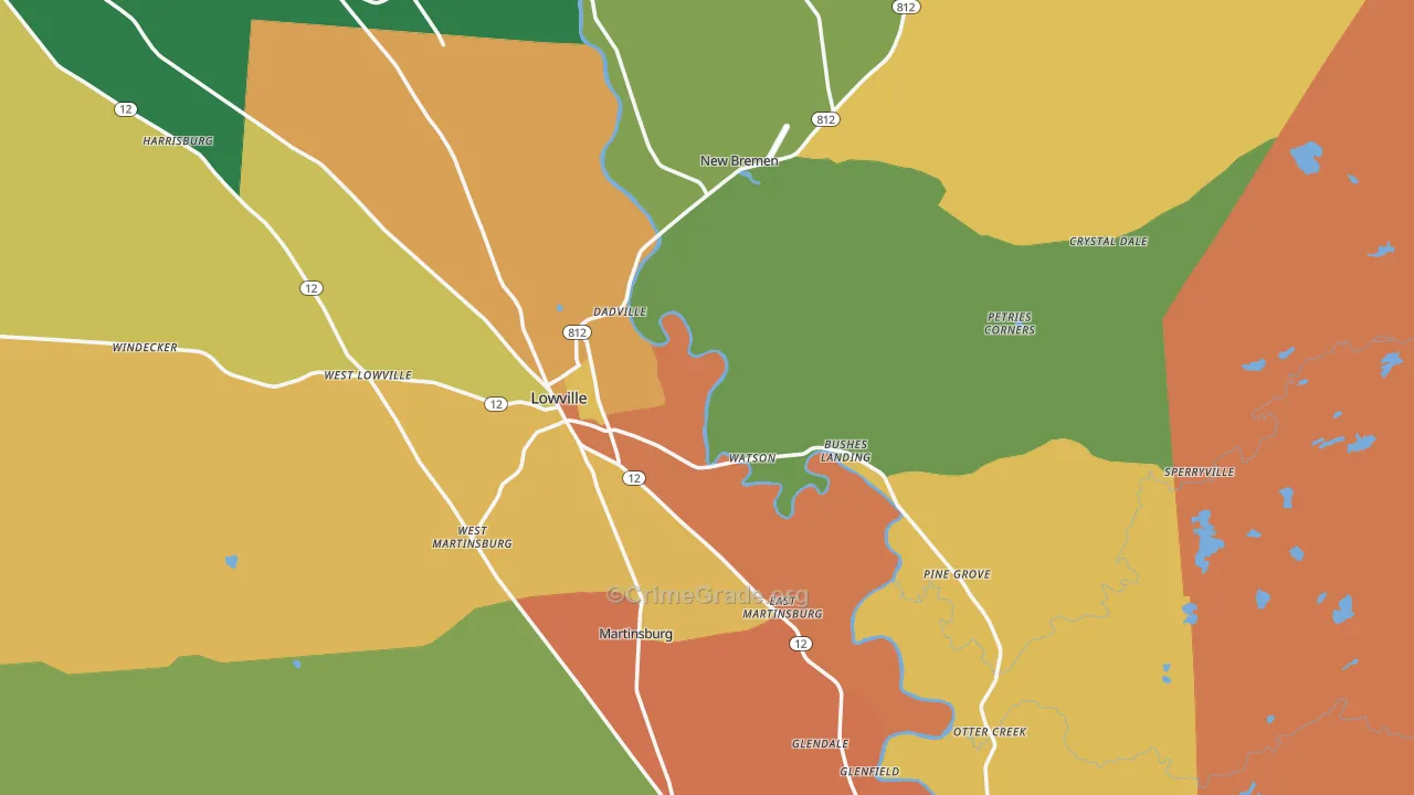 Lewis County, NY Map of Robbery Rates