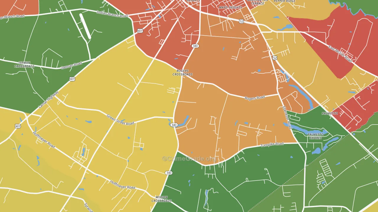 Lewis Crossroads, SC Map of Robbery Rates