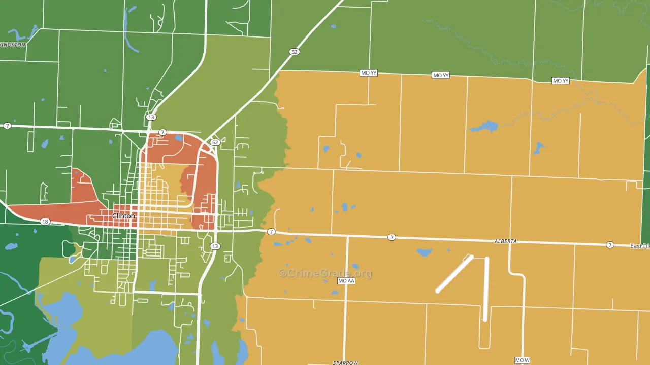 Lewis, MO Map of Robbery Rates