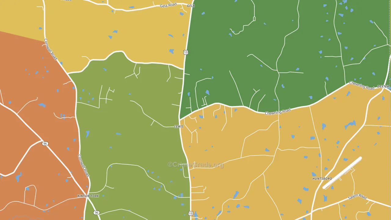 Lewis, NC Map of Robbery Rates