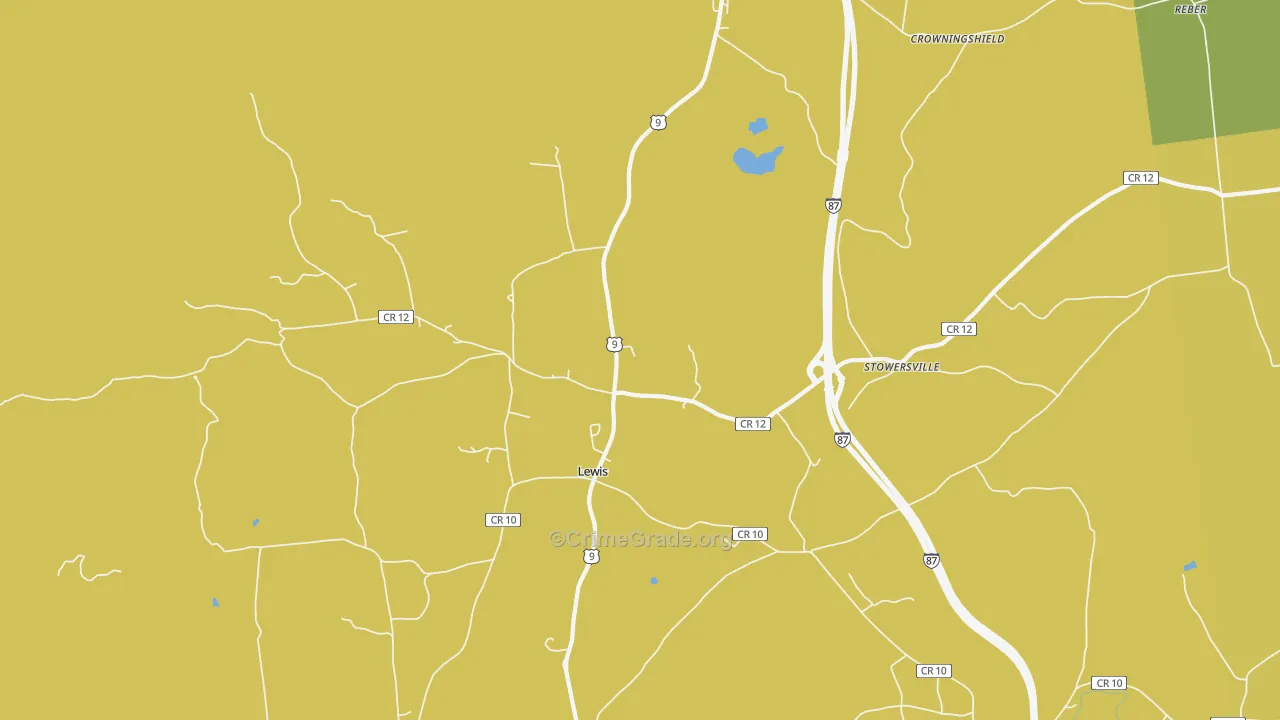 Lewis, NY Map of Robbery Rates