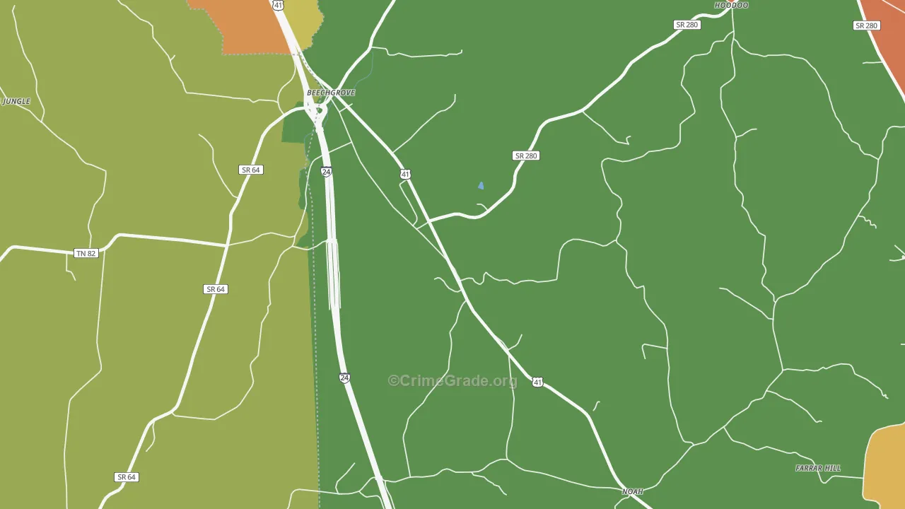 Lewis Store, TN Map of Robbery Rates