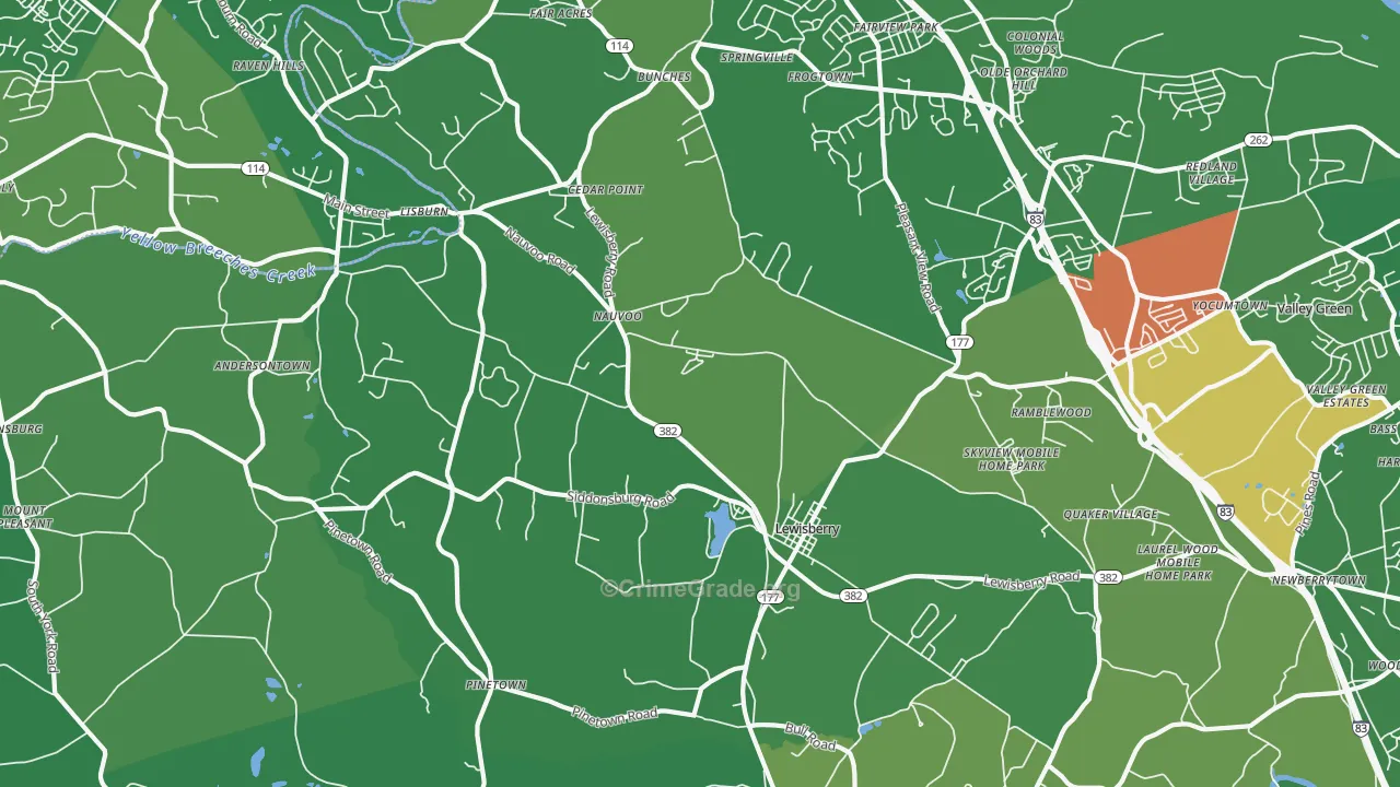 Lewisberry, PA Map of Robbery Rates