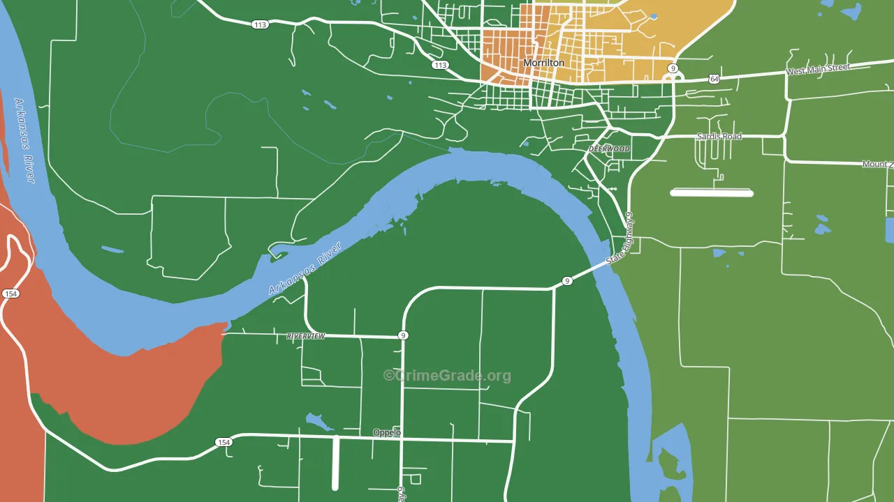 Lewisburg, AR Map of Robbery Rates
