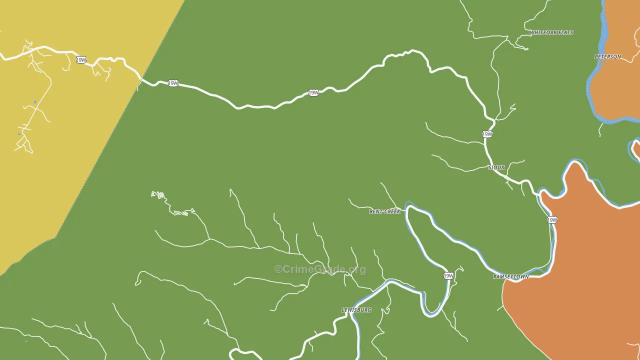 Lewisburg, NC Map of Robbery Rates