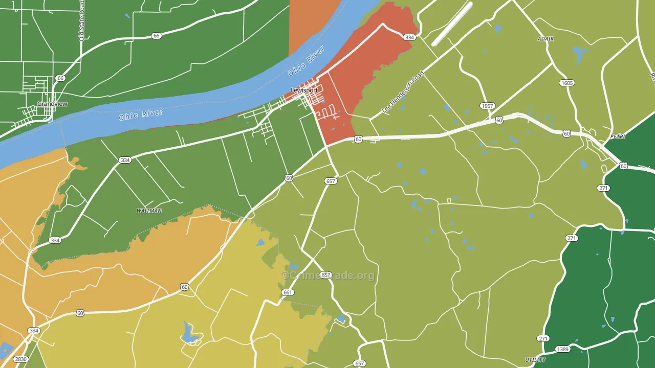 Lewisport, KY Map of Robbery Rates