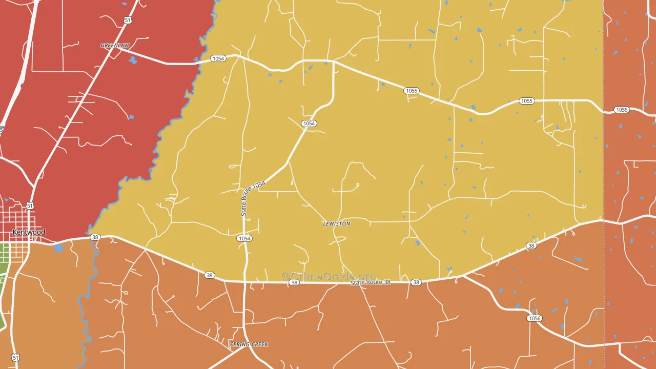 Lewiston, LA Map of Robbery Rates