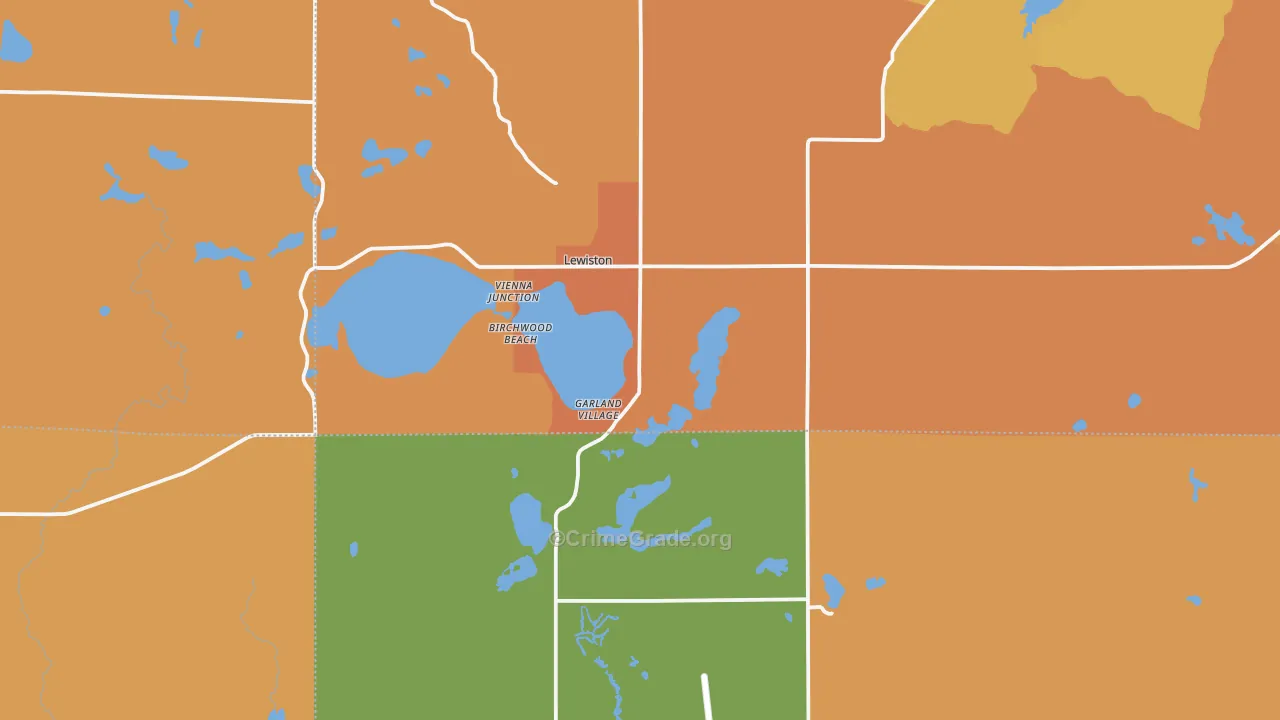 Lewiston, MI Map of Robbery Rates