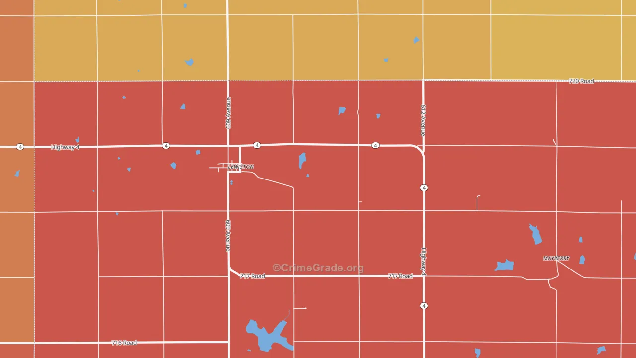Lewiston, NE Map of Robbery Rates