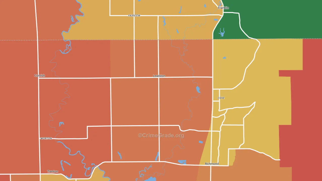 Lewiston, UT Map of Robbery Rates
