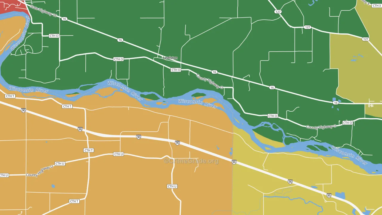 Lewiston, WI Map of Robbery Rates