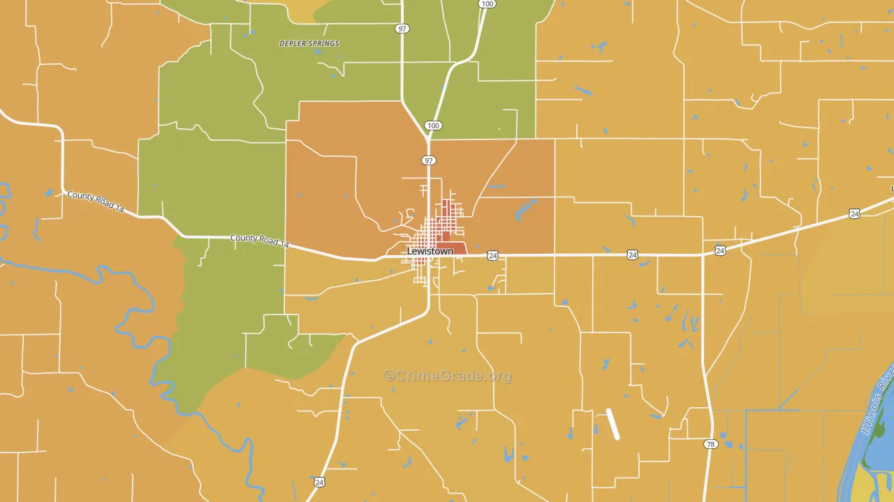 Lewistown, IL Map of Robbery Rates