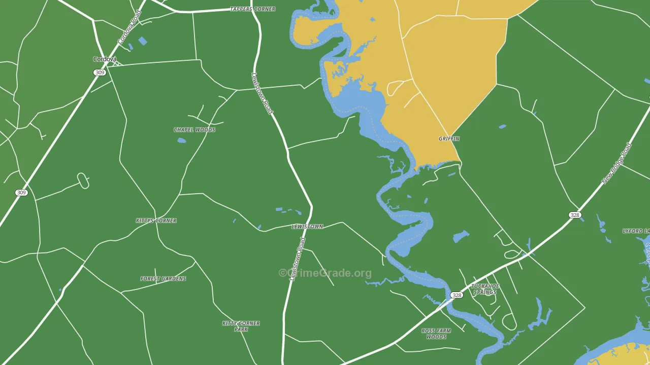 Lewistown, MD Map of Robbery Rates