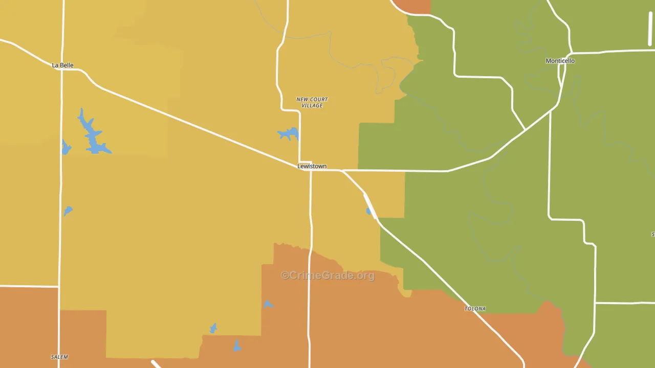 Lewistown, MO Map of Robbery Rates