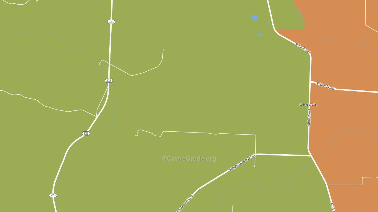 Lewisville, OR Map of Robbery Rates