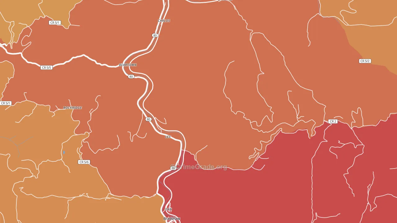 Lex, WV Map of Robbery Rates