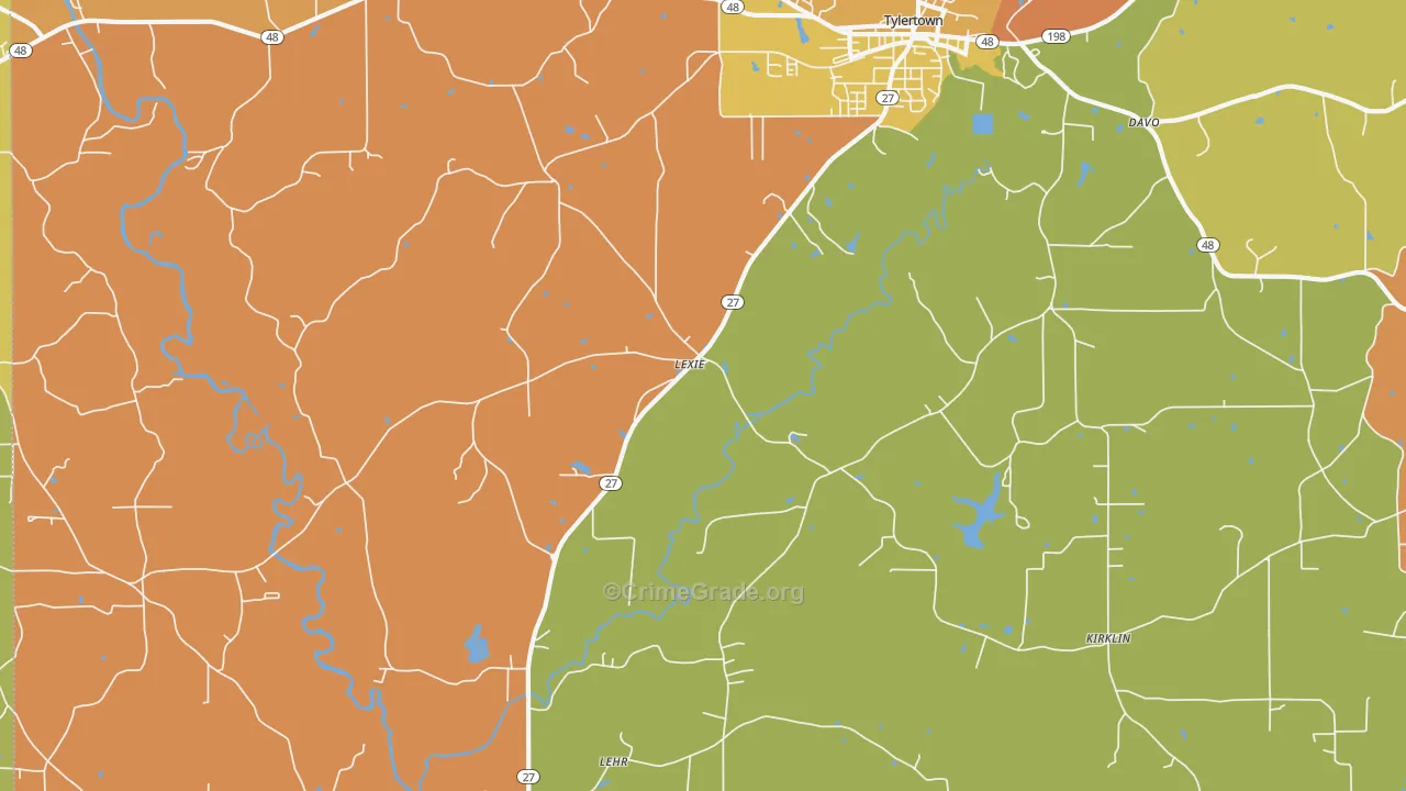 Lexie, MS Map of Robbery Rates