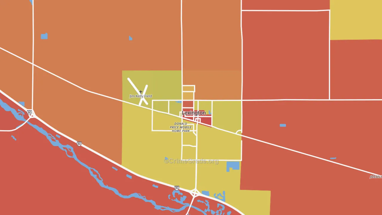 Lexington, NE Map of Robbery Rates