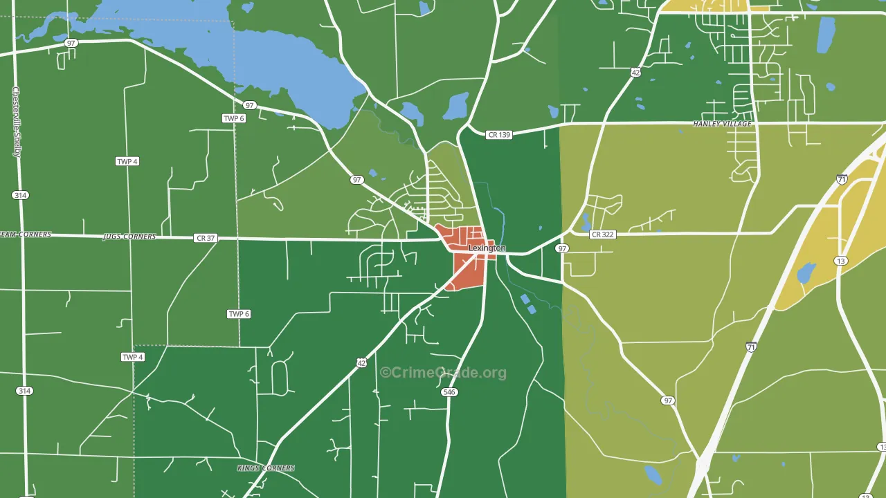 Lexington, OH Map of Robbery Rates