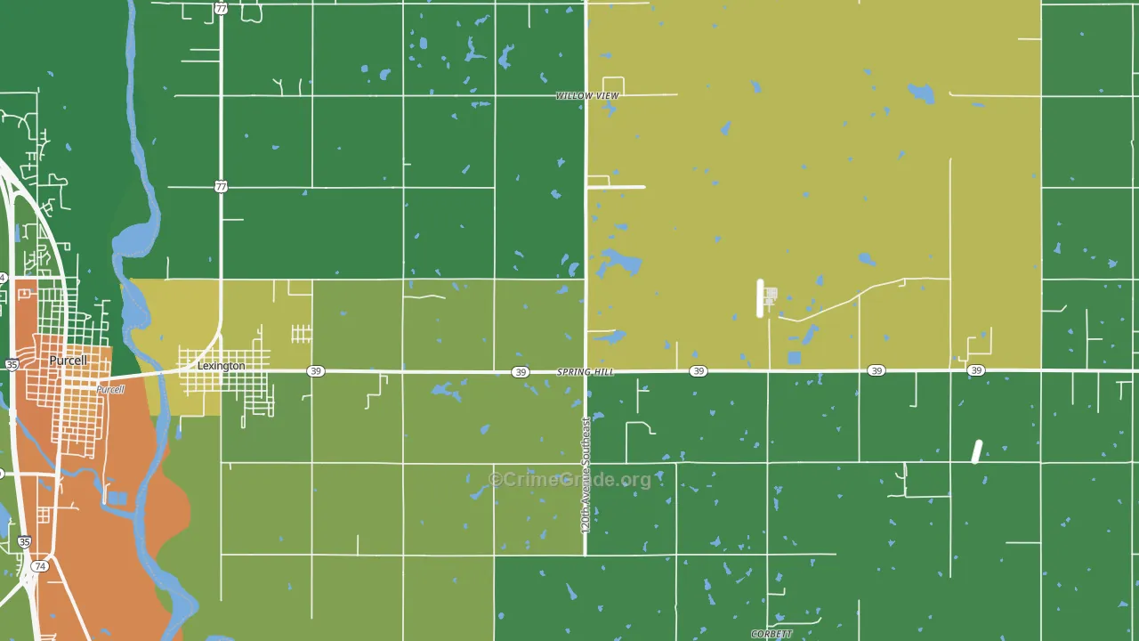 Lexington, OK Map of Robbery Rates
