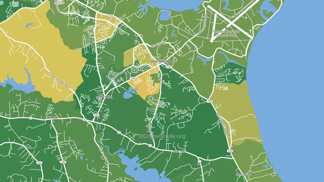 Lexington Park, MD Map of Robbery Rates