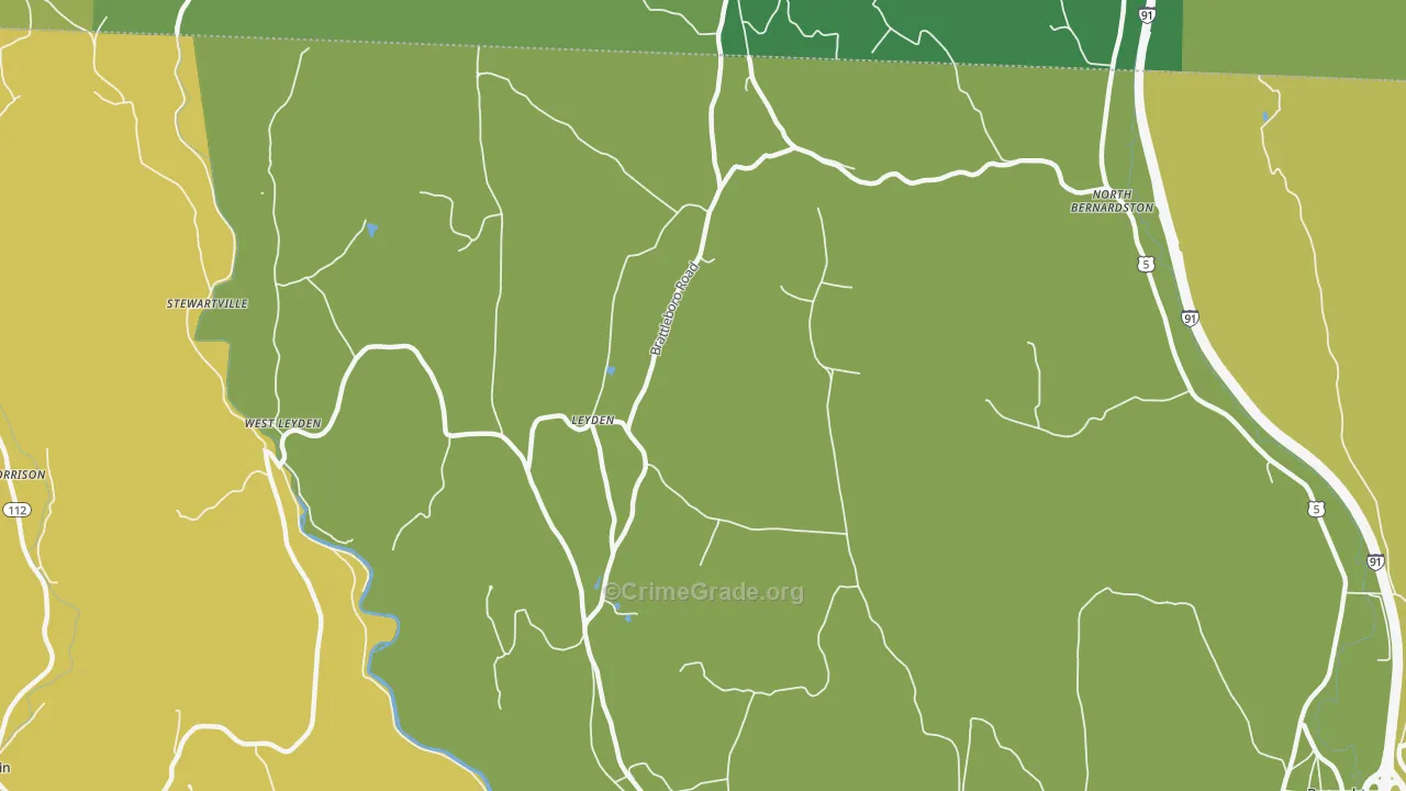 Leyden, MA Map of Robbery Rates