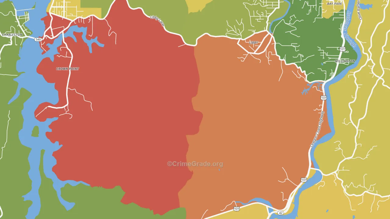 Libby, OR Map of Robbery Rates