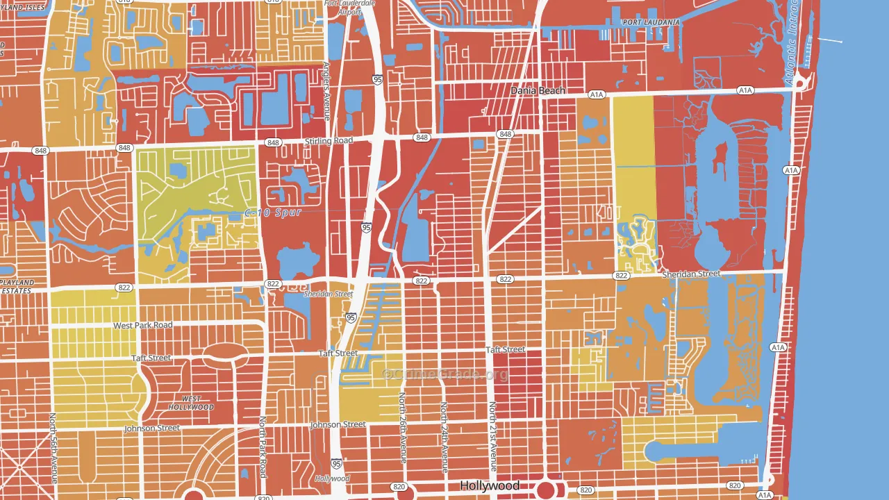 Liberia, Hollywood, FL Map of Robbery Rates