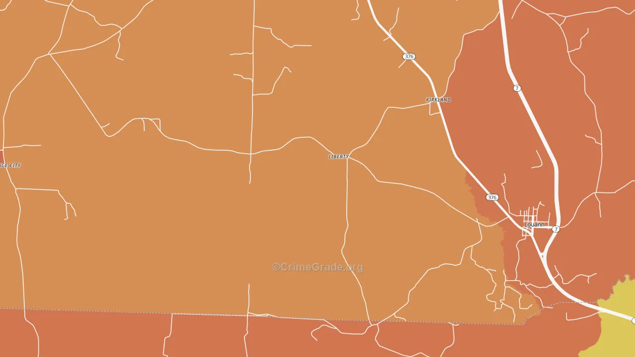 Liberty, AR Map of Robbery Rates