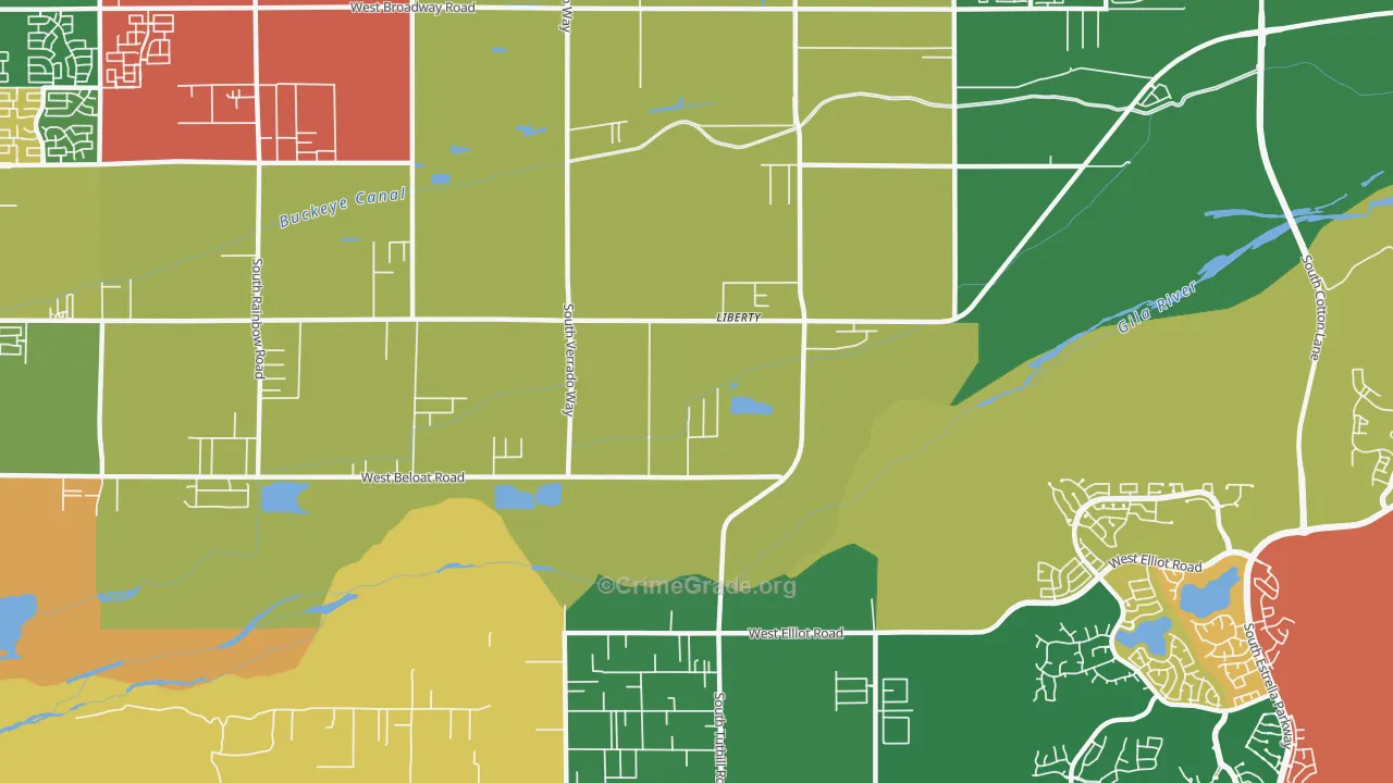 Liberty, AZ Map of Robbery Rates
