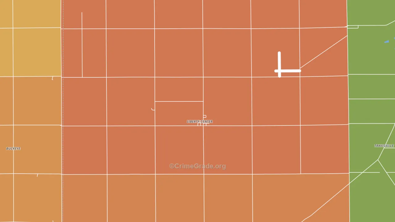 Liberty Center, IN Map of Robbery Rates