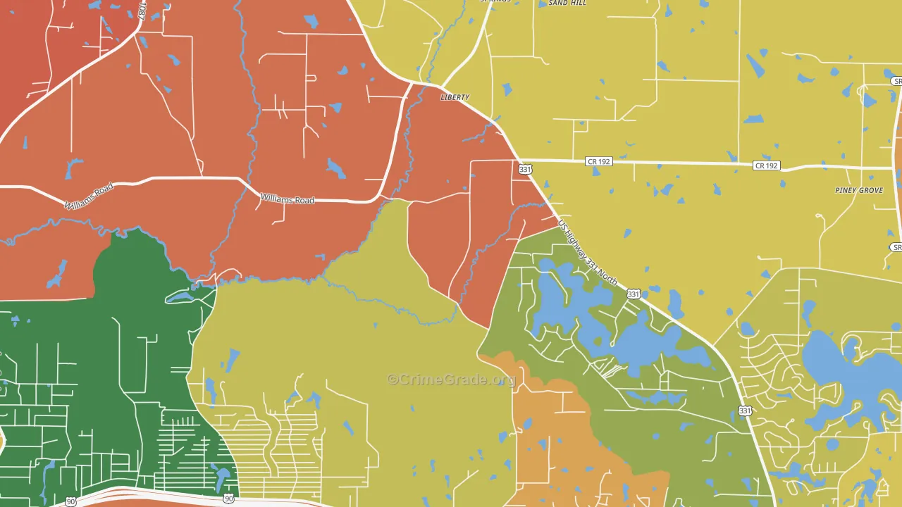 Liberty, FL Map of Robbery Rates