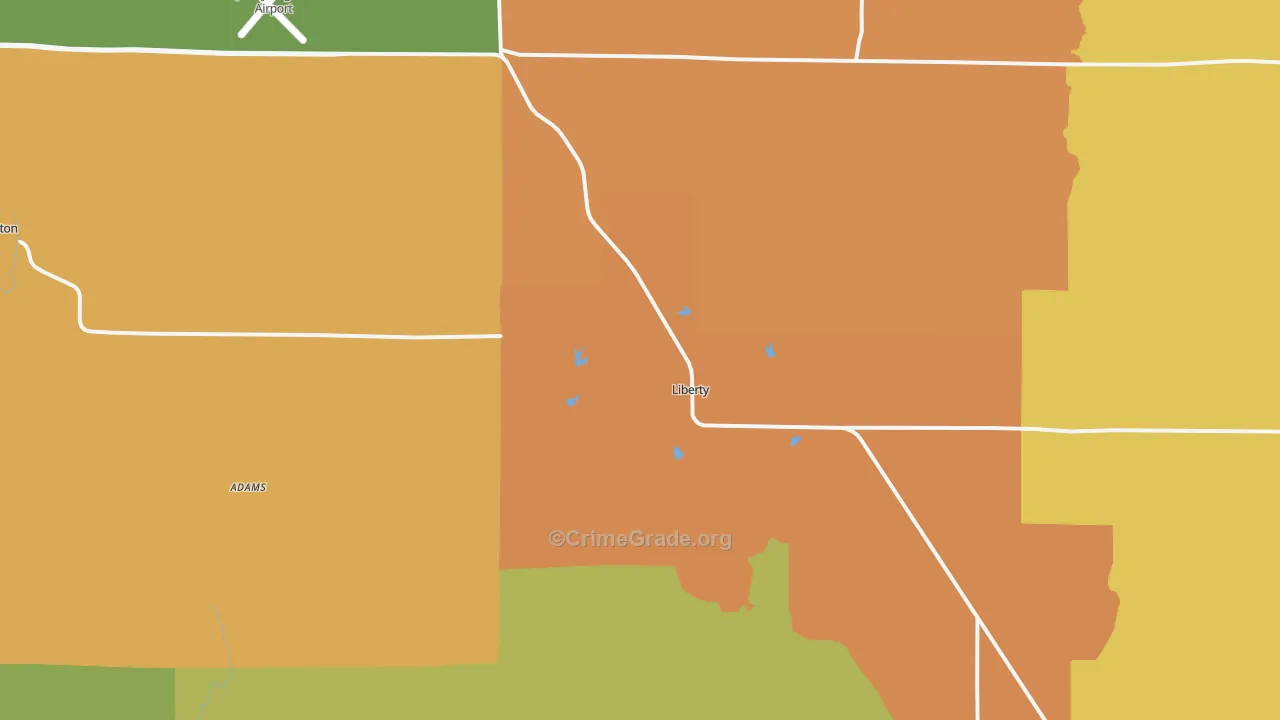 Liberty, IL Map of Robbery Rates
