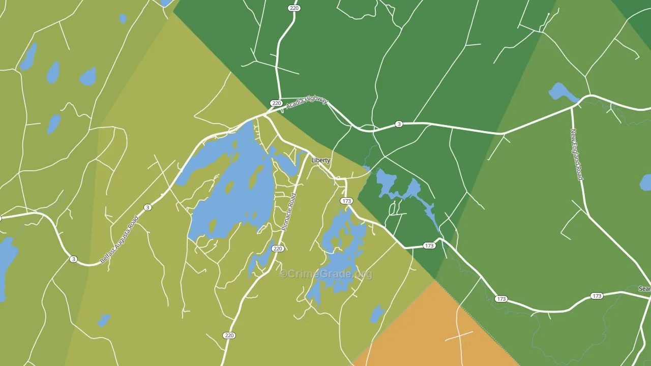 Liberty, ME Map of Robbery Rates