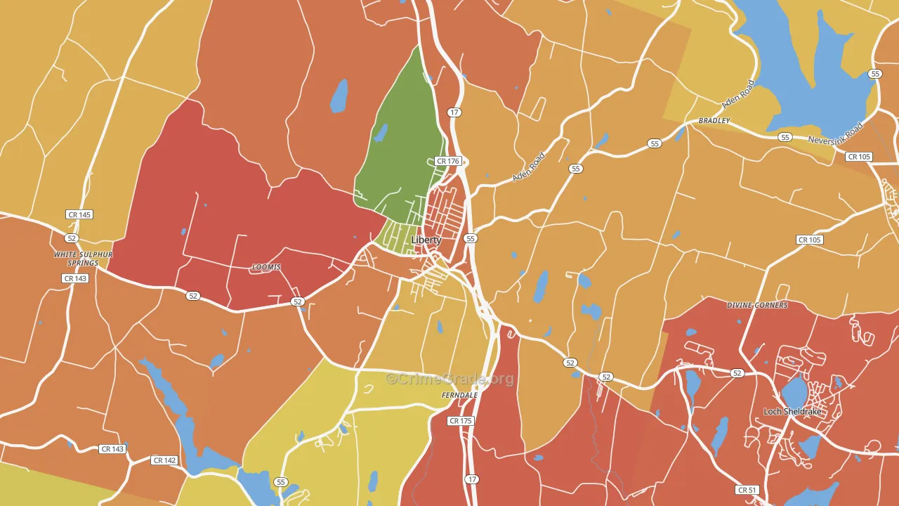 Liberty, NY Map of Robbery Rates