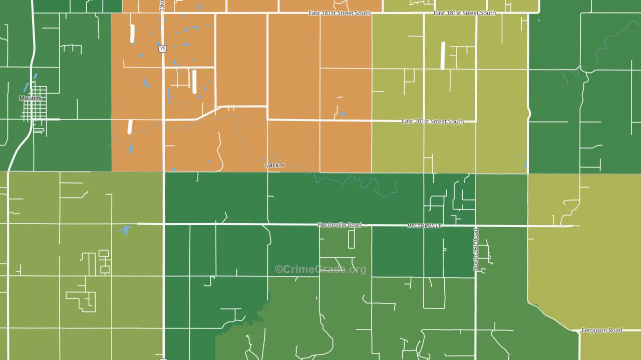 Liberty, OK Map of Robbery Rates