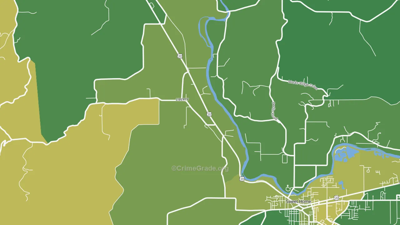 Liberty, OR Map of Robbery Rates
