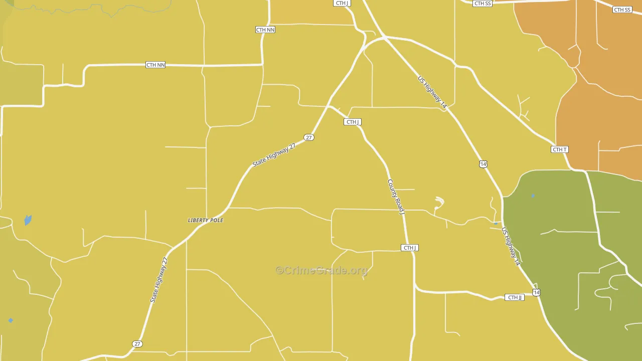 Liberty Pole, WI Map of Robbery Rates