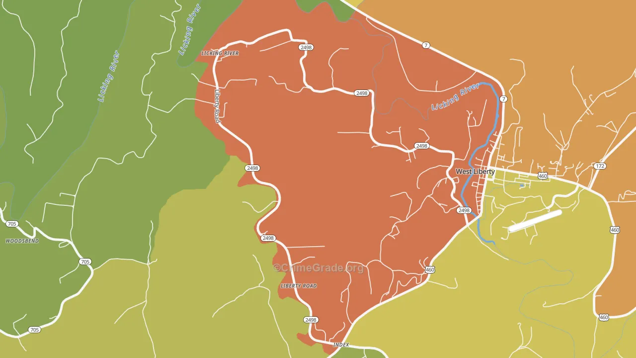 Liberty Road, KY Map of Robbery Rates